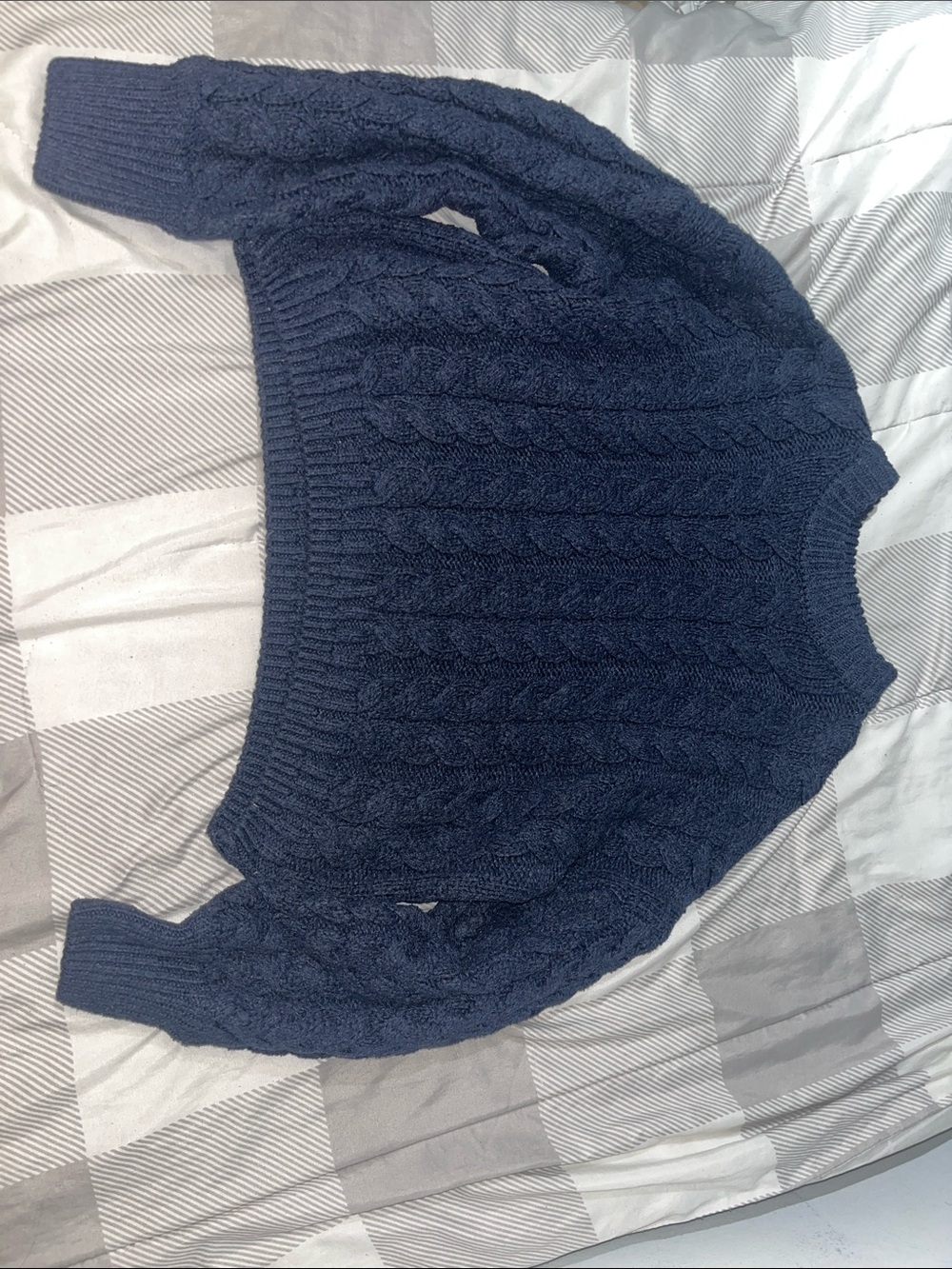Cozy Cable Knit Crewneck Sweater - Navy